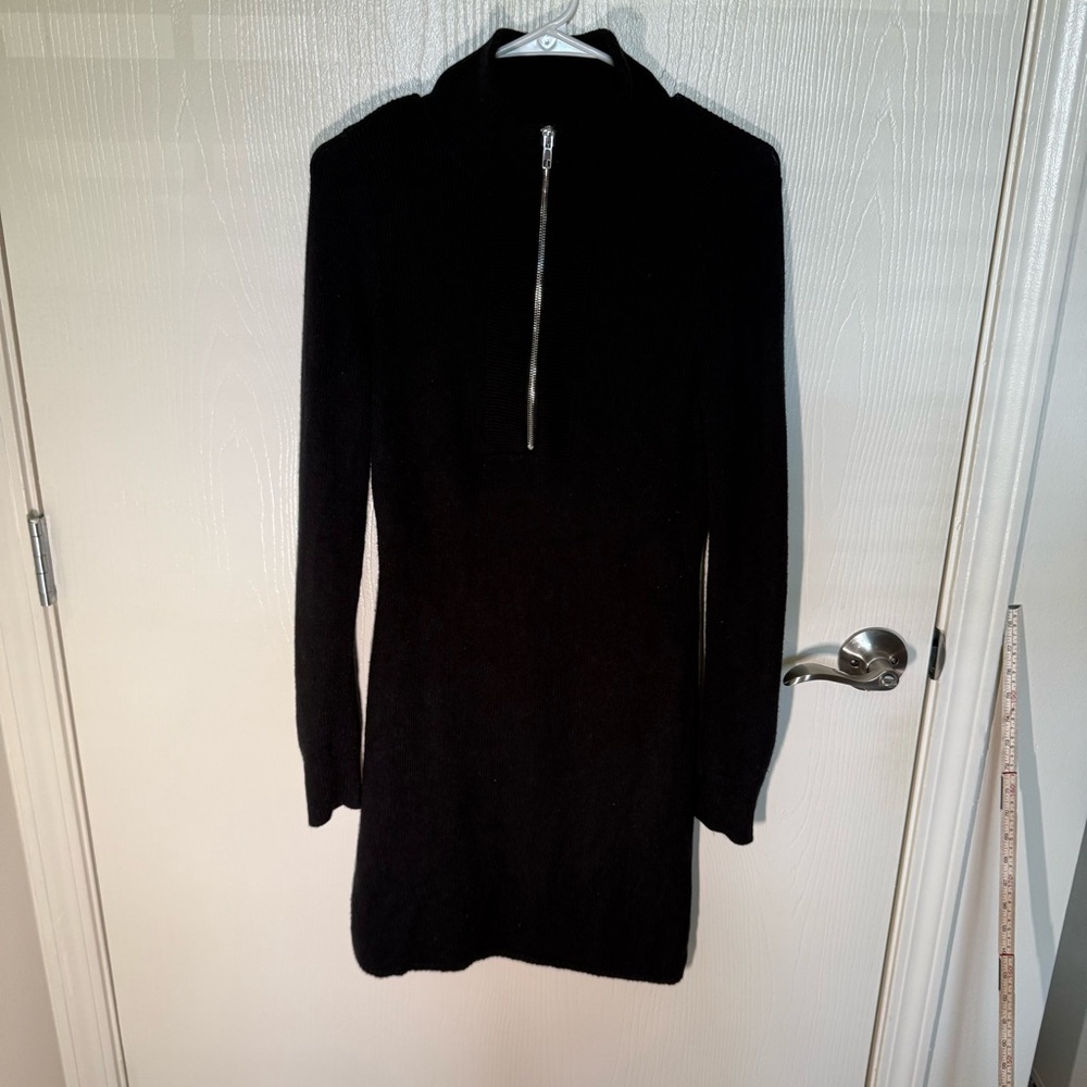 Abercrombie and Fitch Soft A&F Black Sweater Dress Half Zip Minimalist Medium